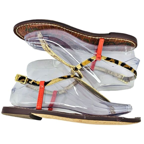 Sam Edelman Gigi Thong Sandals Flats Women's Size 6 - Snake / Leopard / Coral - Picture 4 of 10